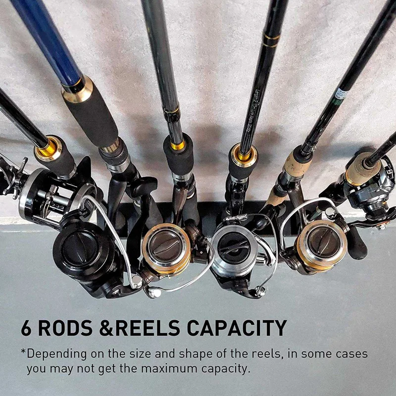 2Pcs Fishing Rod Racks Holder Wall Mount Vertical Horizontal Wall Ceiling Mount Garage Support 6-Rod
