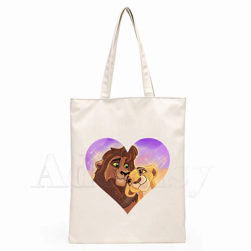 

The Lion King Funny Timon and Pumbaa Tote Bag Unisex Canvas Bags Shopping Bags Printed Casual Shoulder Bag Foldable