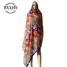Африканский Женский Цветной хлопковый атмосферный шарф с вышивкой большой цветок хлопковый шарф для мусульманских шалей