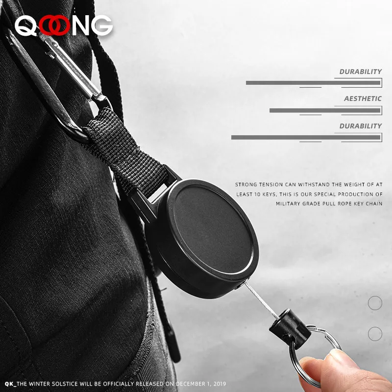 80CM Wire Rope Camping Telescopic Burglar Chain Key Holder Tactical Keychain Outdoor Key Ring