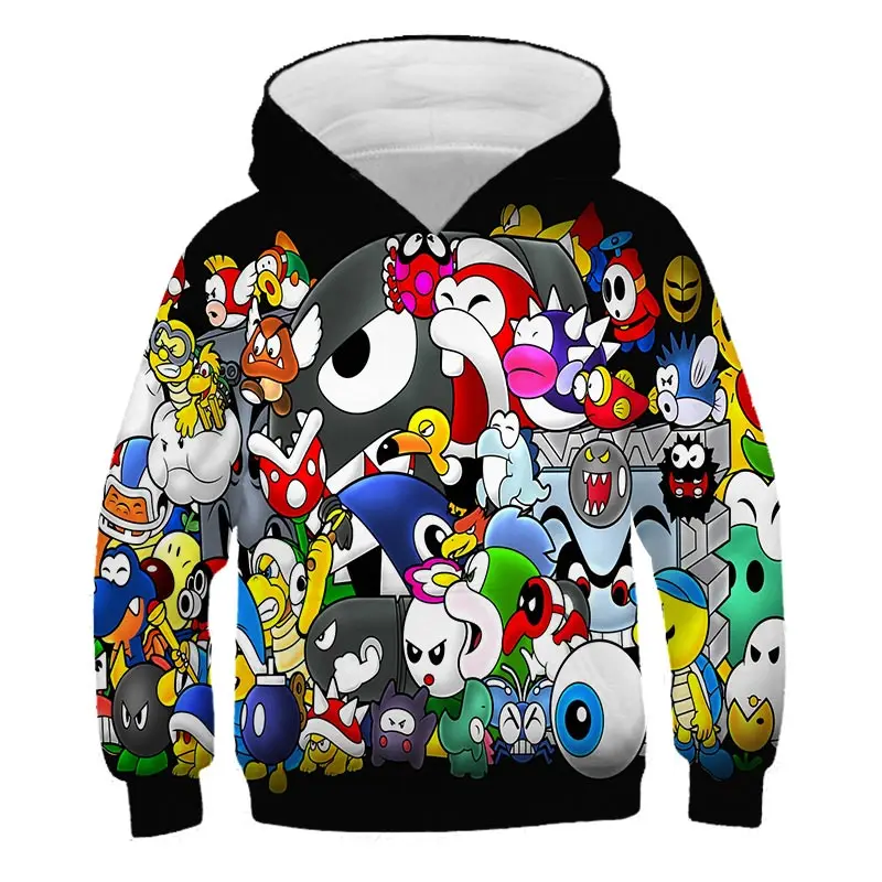 Presente para Crianças Super Mario Bros Hoodie Moda Casual Meninos Meninas Camisolas Topos Criança Pulôver Roupas Esportivas 3d 19 Cheap Agasalhos e moletons