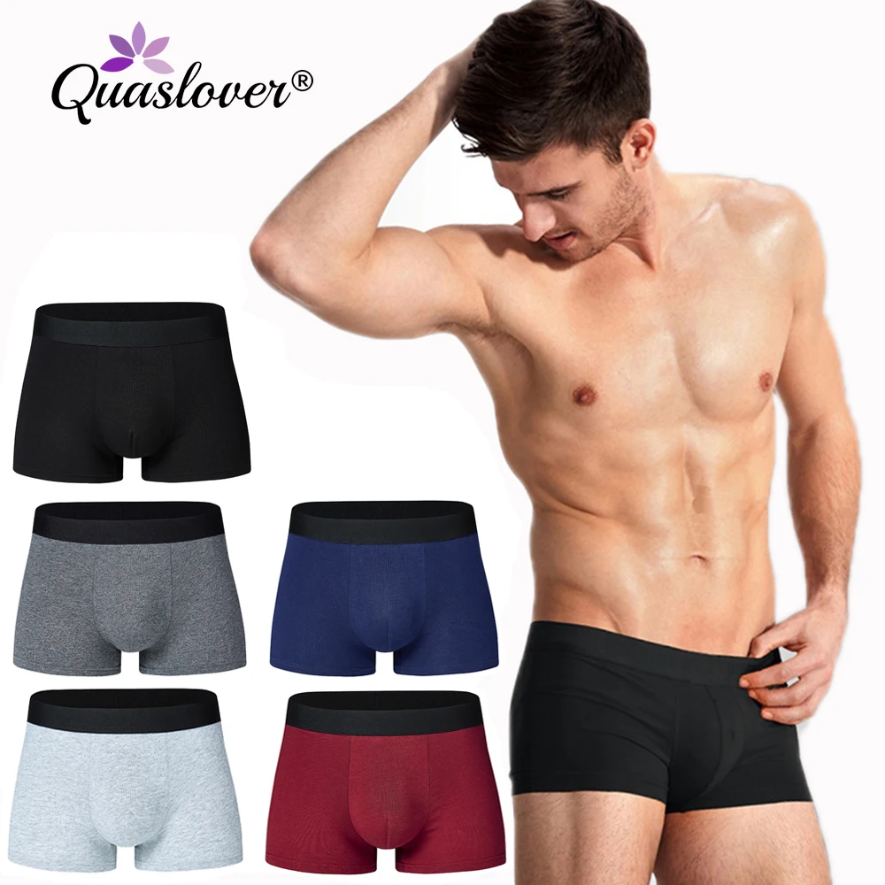 Quaslover, 1/3 шт, боксеры, мужское нижнее белье, мужские хлопковые трусы, мужские однотонные боксеры, мужские шорты, трусы, мужские однотонные хлопковые трусы-боксеры