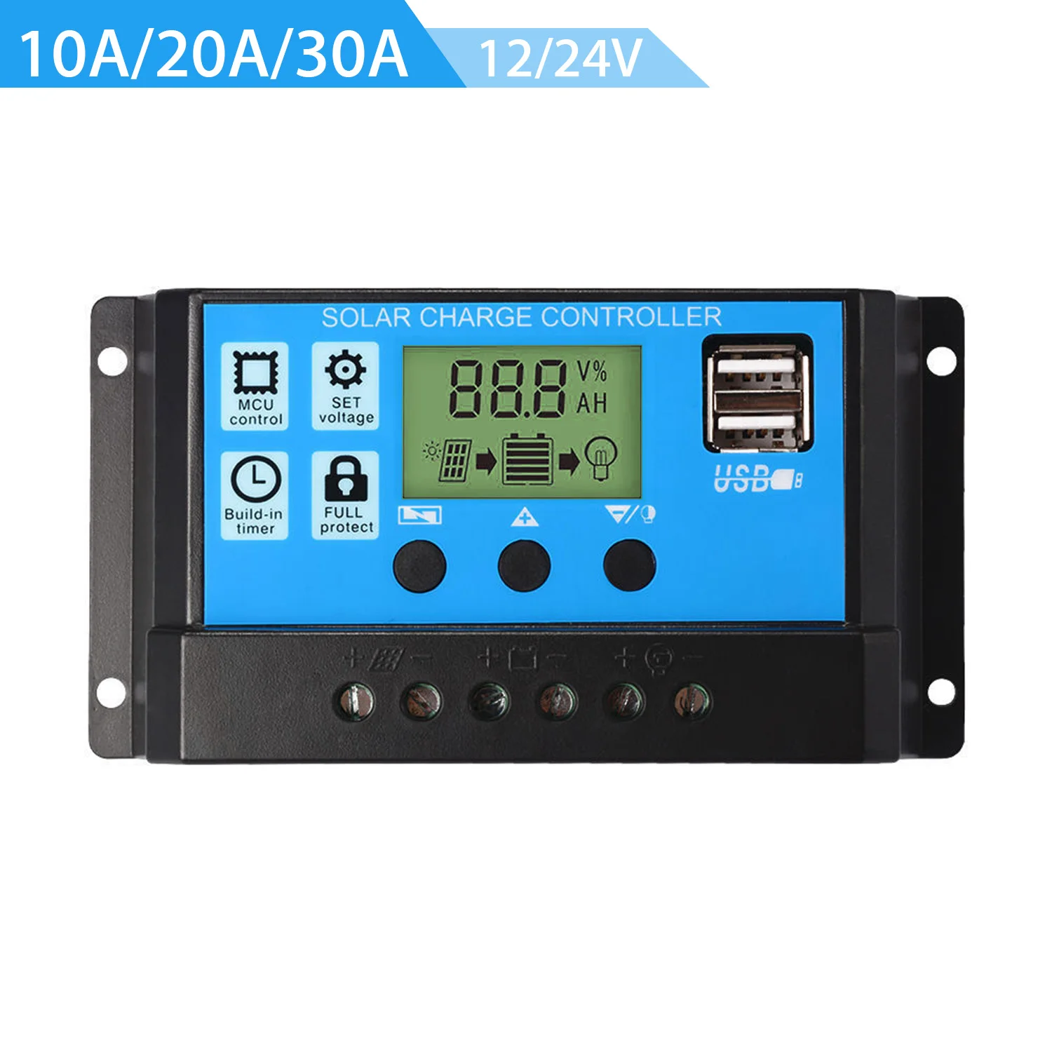 12-24V lcd PWM солнечный контроллер регулятор батареи зарядное устройство контроллер домашнее зарядное устройство ing lcd двойной USB солнечные контроллеры