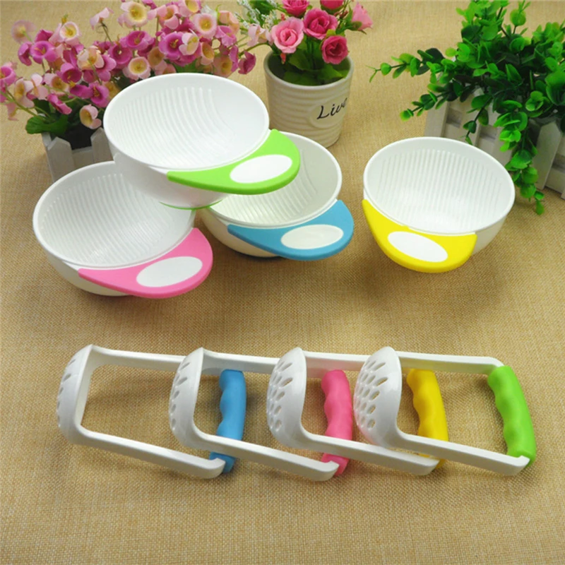 

Baby Food Mills and Container Bowl Set Manual Grinding Dishes Baby Food Maker Tool Feeding Bowl Baby Fruit Food Containers Bowls
