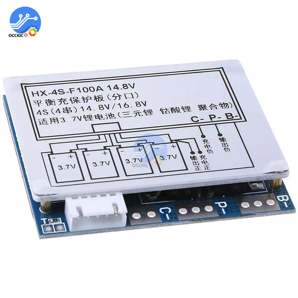BMS 4S 12,8 V/14,8 V 100A 18650 литий-ионный аккумулятор Защитная плата для зарядного устройства банка питания балансировщик железа фосфатный аккумулятор защита