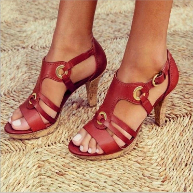 

2020 summer New Women Sandals Open Toe Summer Sandals Fashion high-heeled Chunky-heel Solid color women sandals