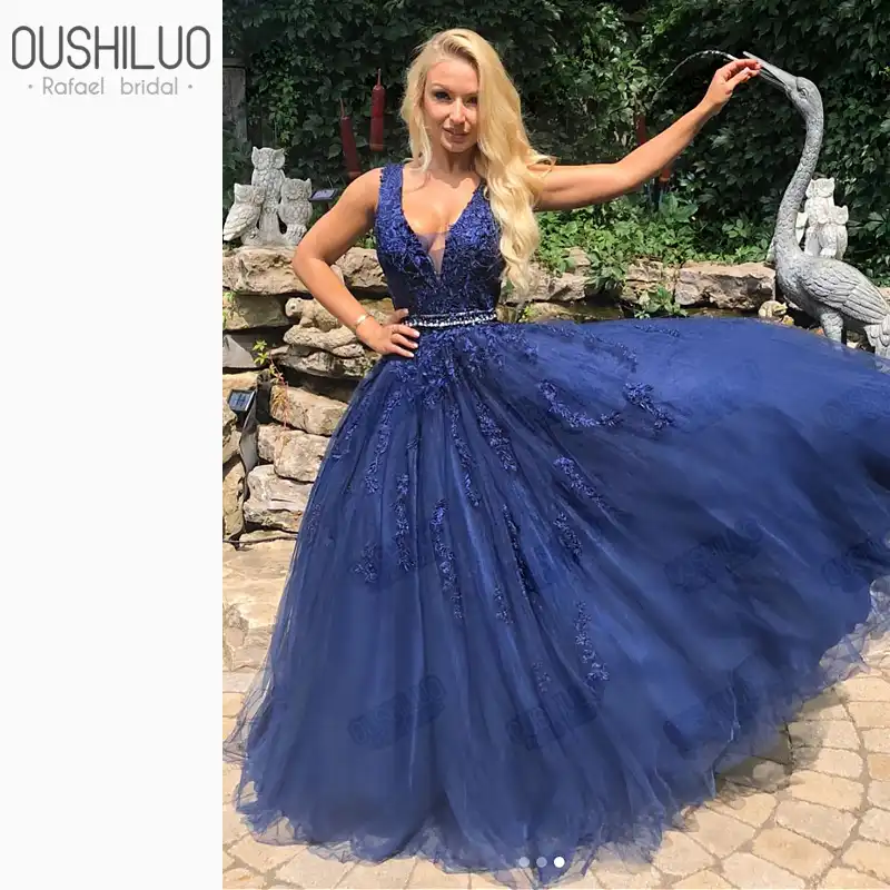 women's royal blue formal dress