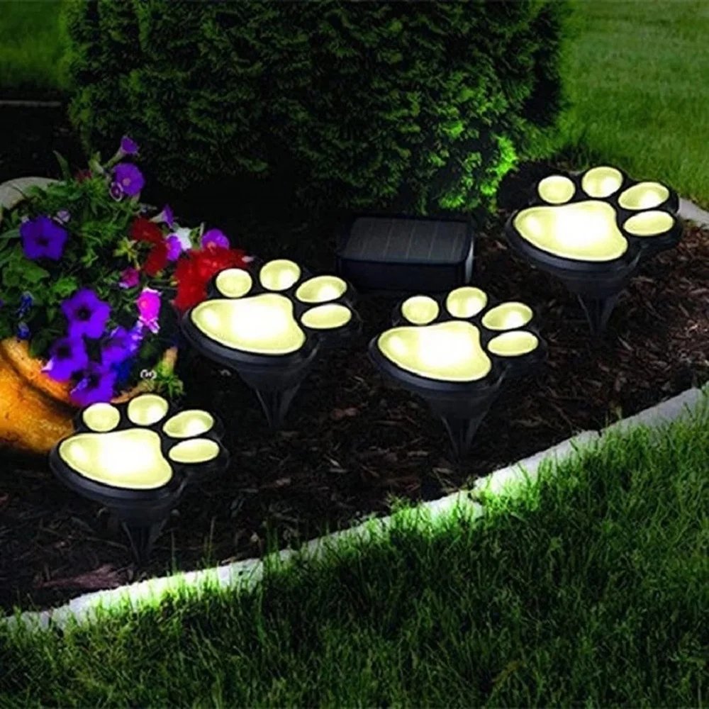 LED Solar Garden Light Outdoor Waterproof for Decoration Dog Cat Animal Paw Print Lights Path Lawn Lamp String Paths Ligh | Освещение