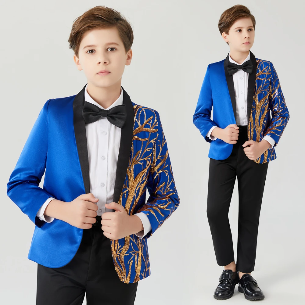 Custom Blue Boy's Wedding Groomsmen Suits Flower Children's Formal Party Tuxedos
