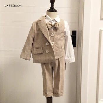 

Children's Formal 3pcs Suit Sets Flower Baby Boy Wedding Party Prom Birthday Dress Costume Kids Blazer Vest Pants boys Outfits
