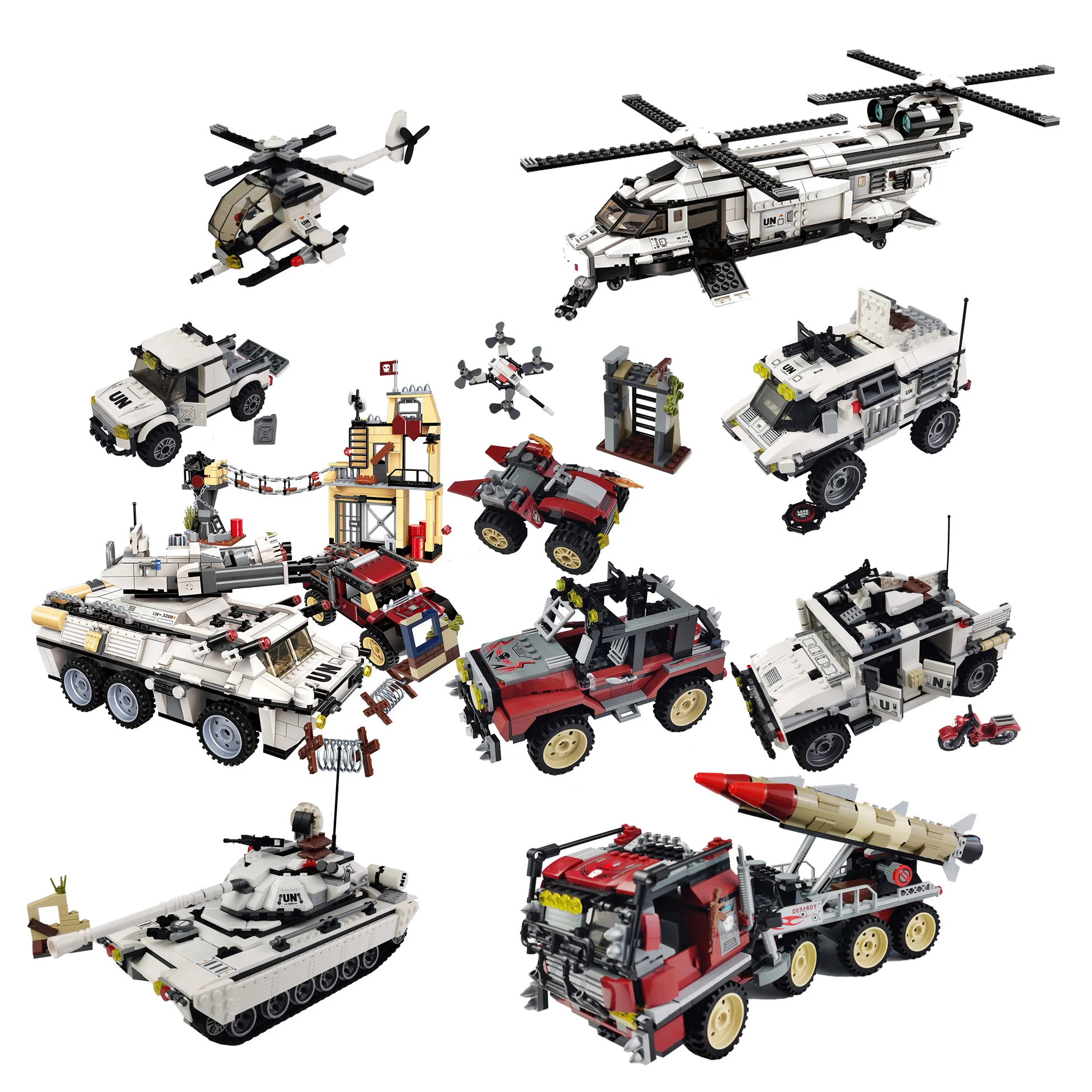 128pcs Off Road Truck Model Building Blocks with Soldier Figures Toys Bricks 