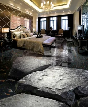 

[Self-Adhesive] 3D Black Stone 52154 Floor Wallpaper Mural Wall Print Decal Wall Murals