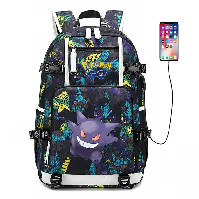 Аниме Покемон го рюкзак большой емкости студенческий школьный ноутбук сумка светящаяся зарядка через usb сумка Пикачу для подростков мальчиков и девочек - Цвет: 4
