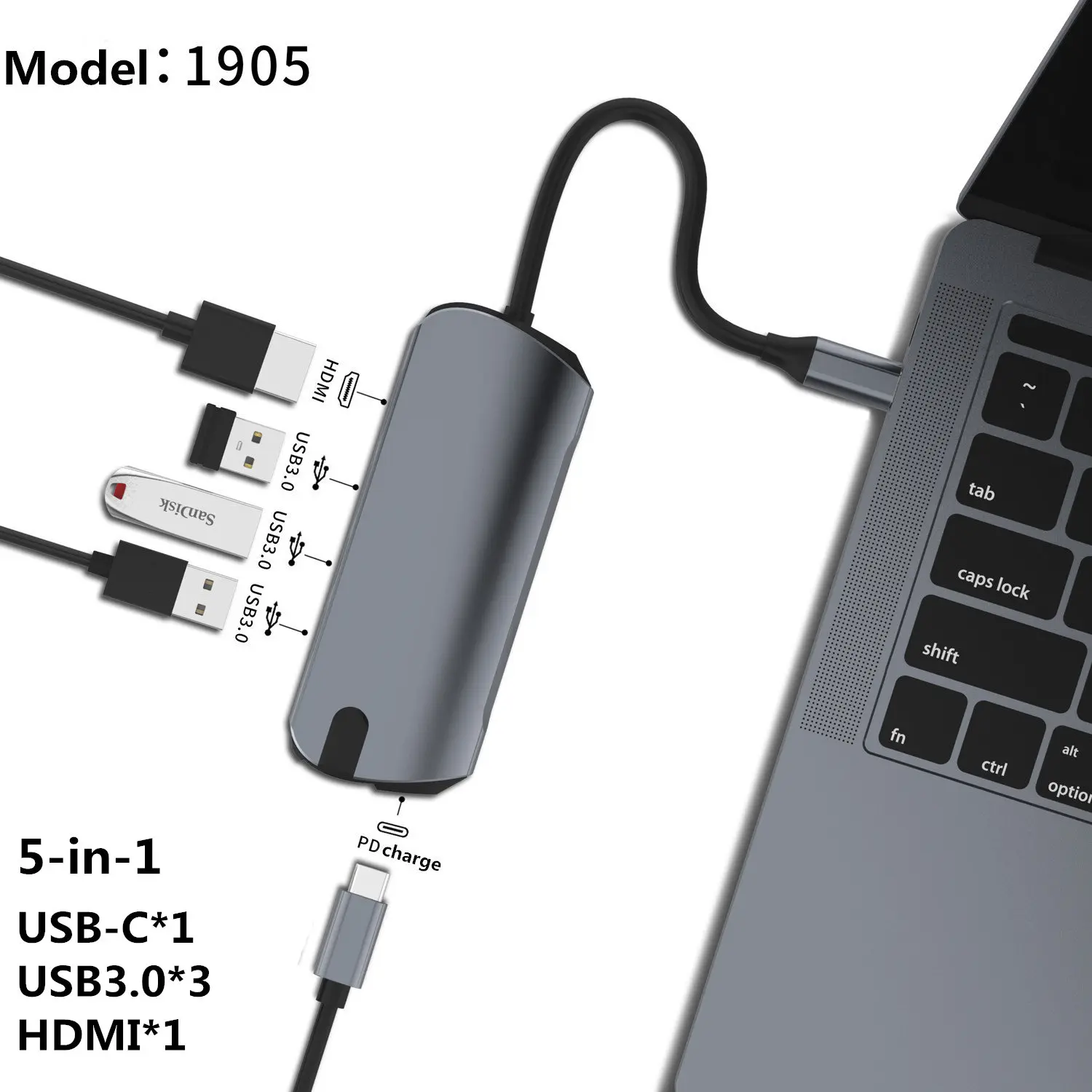 BKSCY USB C концентратор Многофункциональный usb концентратор type-C разветвитель USB 3,0 концентратор HDMI RJ45 PD адаптер для Macbook Pro Аксессуары для ноутбуков USB C - Цвет: 1905 hub
