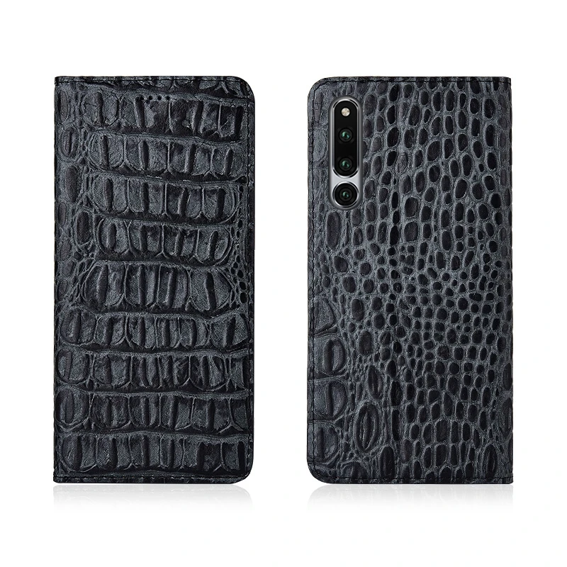 

Crocodile Back Pattern Genuine Real Leather Magnetic Flip Phone Bag For Huawei Honor Magic 2/Huawei Honor Play Phone Case Coque