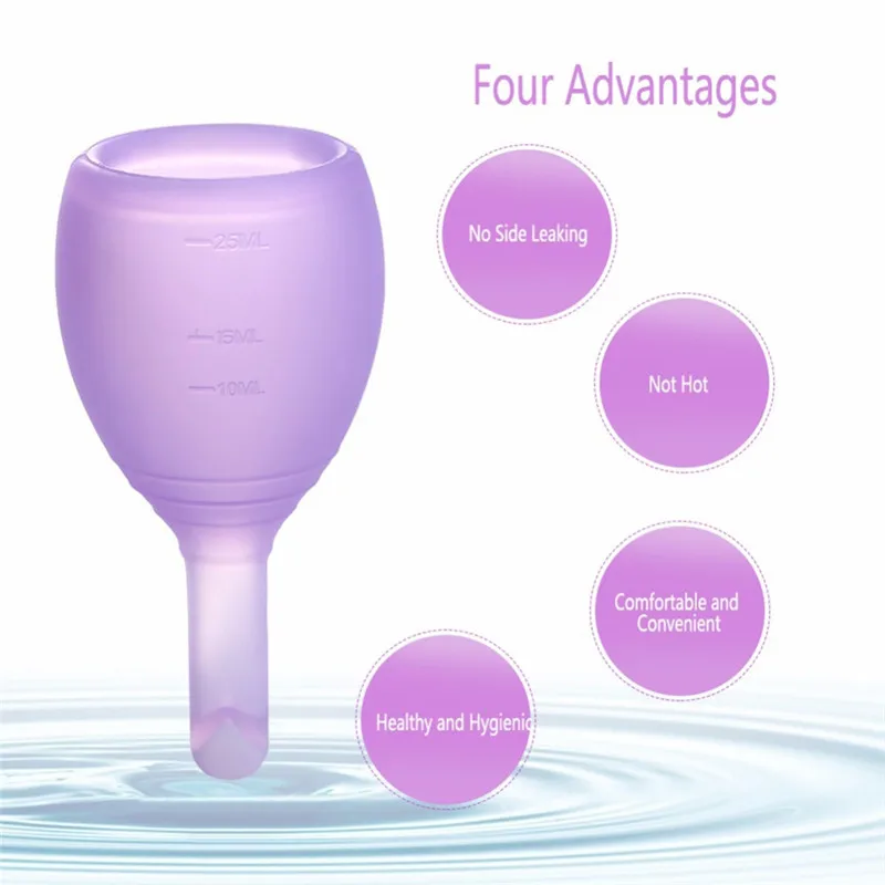 Silicone Soft Reusable Period Menstrual Cup Menstrual Cup 2 Sizes Female Women Medical Hygiene Leak Proof