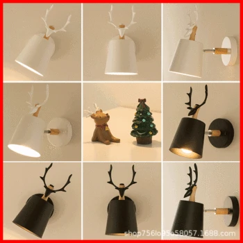 

Nordic bedside lamp wall lamp bedroom modern simple creative lamp living room TV background wall aisle antler wall lamp