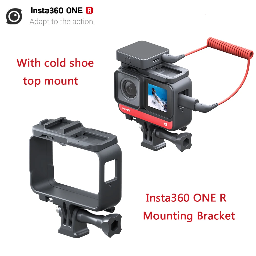 Akozon Sport Camera Expand Frame 1/4 Screw Protective Frame with Cold Shoe Base Anti‑Fall for Insta360 ONE R Black 