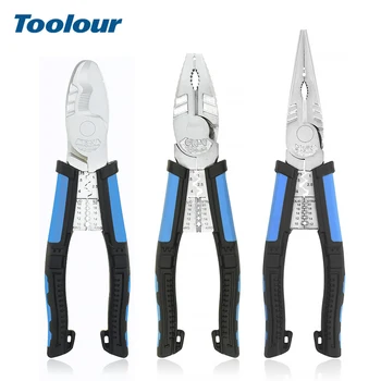 

Toolour 8" Multitool Long Nose Pliers Wire Stripper Side Cutters Pliers Crimping Tool Wire Cutter End Cutting DIY Hand Tool