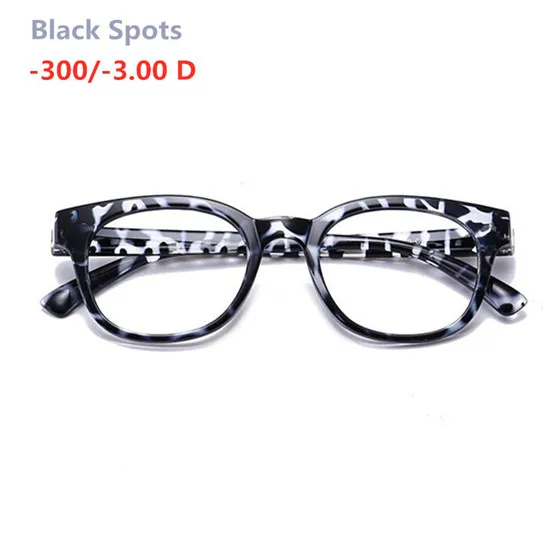 8 цветов ретро круглые очки для глаз мужские и женские ультрасветлые при миопии очки при близорукости очки готовые-1-1,5-2-2,5-3-3,5-4 - Цвет оправы: BlackSpots Myopia300