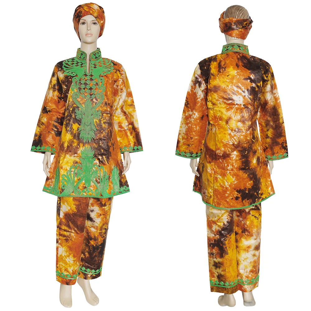 Комплект из рубашки и брюк MD Bazin Riche Dashiki женская одежда с вышивкой в африканском