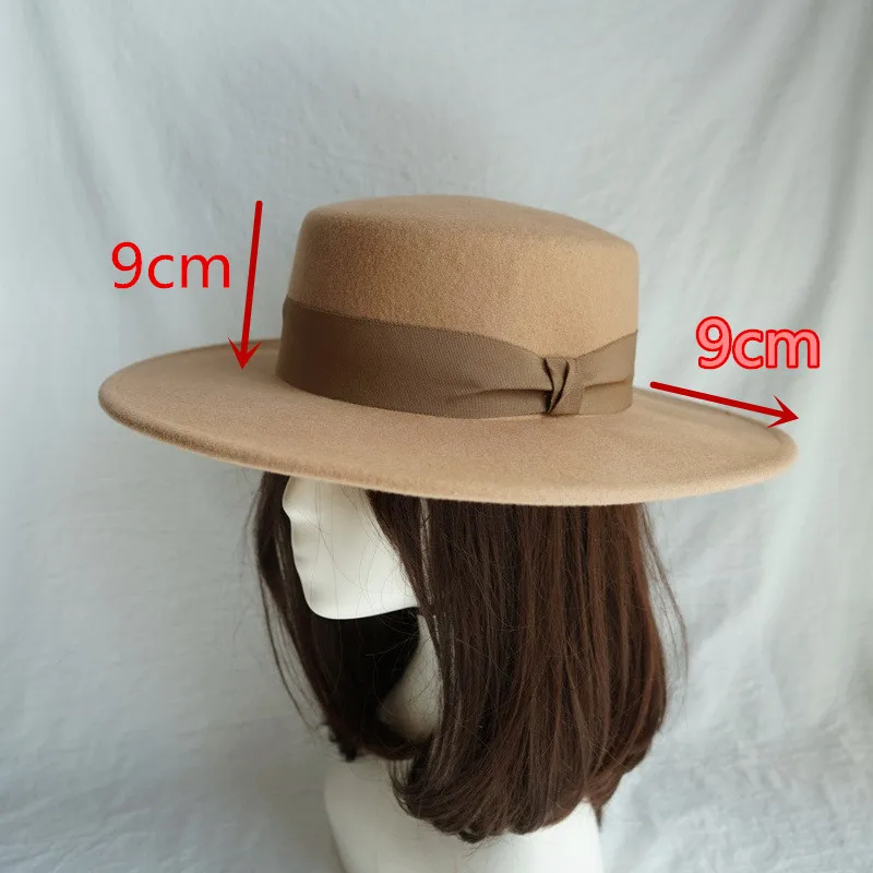 01908-panshi-плоский классический обнаженный цвет ленты 9 см brim Шляпа Fedora для мужчин и женщин формальный ужин Панама шляпа