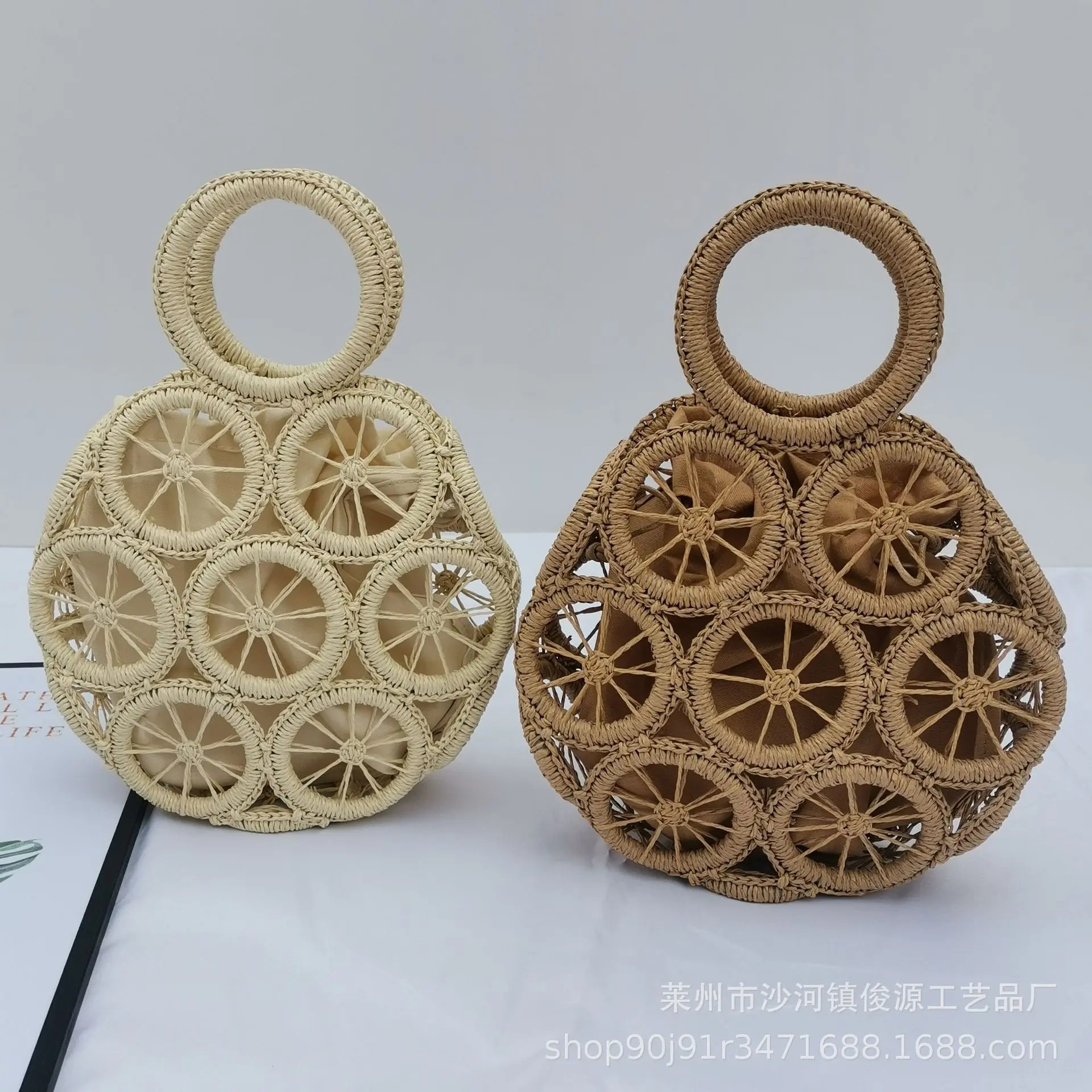 Creative Rattan Hollow Round Straw Bags Wicker Woven Women Handbags Summer Beach Shoulder Crossbody Bags Casual Lady Purses