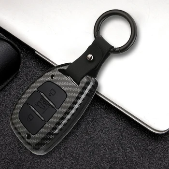 

Carbon fiber matte Remote Car Key Case Cover For Hyundai IX25 IX35 I20 I30 I40 hb20 Santa Fe Creta Solaris2017 3Buttons keychain