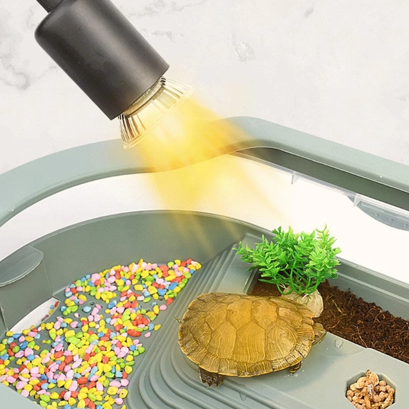 Turtle Habitat House with Basking Slope Swim Pool Plastic Tank for Reptiles Detachable 2 Layers Design Simple to Clean Durable turtle tank