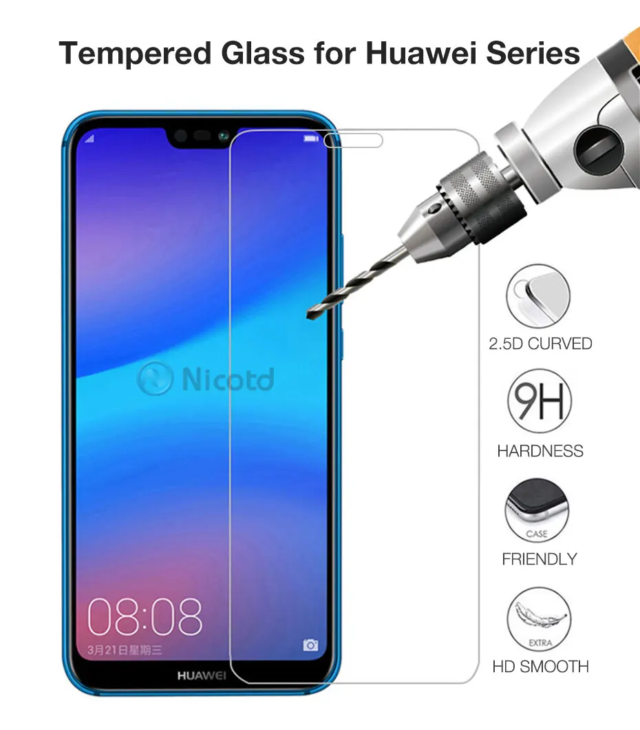 Закаленное стекло 3 шт. для Huawei P30 P20 lite Y6 P Smart 2019 Mate 20 защита экрана на honor 8X 10 9 10i