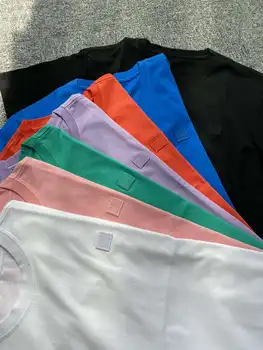 

2020 Spring Summer Cotton Smiley Face Embroidery Classic Solid Women's Short Sleeve T-Shirt A3