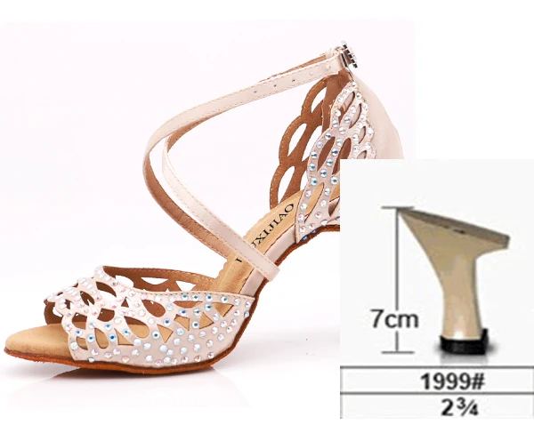 WUXIJIAO танцевальная обувь девушка латинские танцевальные туфли тренд Печать PU Сальса Танцевальная обувь HEEL5CM-10CM - Цвет: Nude heel 7cm