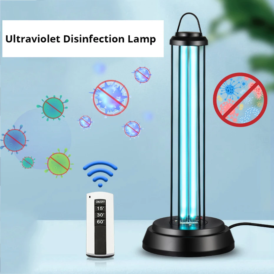 

38W UV Lamp UVC Ozone Germicidal Ultraviolet Disinfection Light Timer for Disinfect Bacterial Kill Mites Deodorizer 110/220V