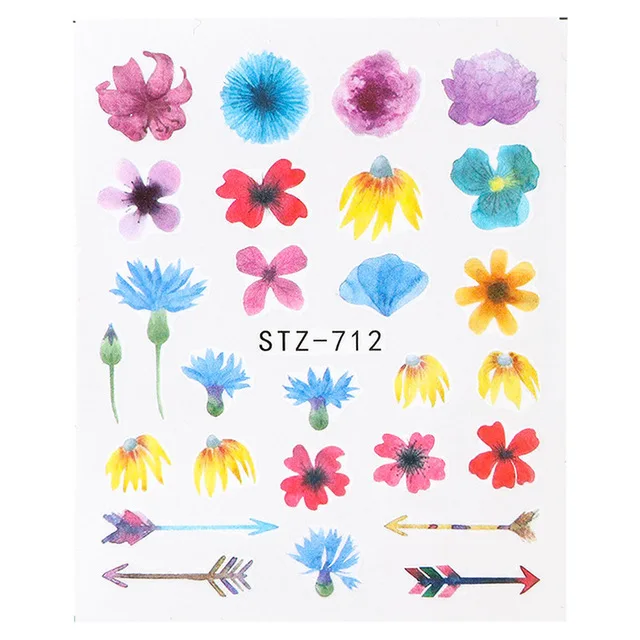 Стиль Маникюр водяная маркировка клейкая бумага 24 одной модели цветок мировой серии Цветочные наклейки ногтей акварельные розы STZ707-7
