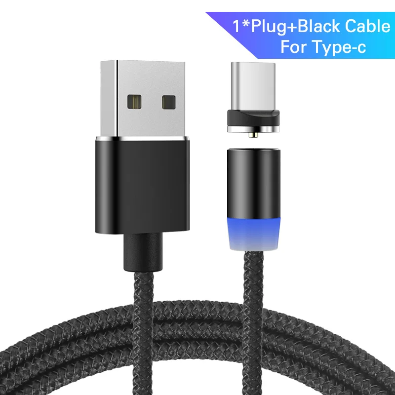 type-c-black Магнитный кабель Posugear, 1 м, 2 м, Micro usb type C, быстрая зарядка, Microusb type-C, Магнитный зарядный провод, usb c для iphone11 pro X Xs Xr - Цвет: type-c-black