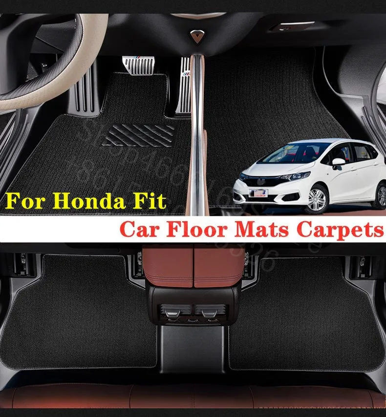 Puou для Honda Fit автомобильные коврики, ковры, передние и задние полный набор на заказ, автомобильные коврики, автомобильные водонепроницаемые ковровые покрытия