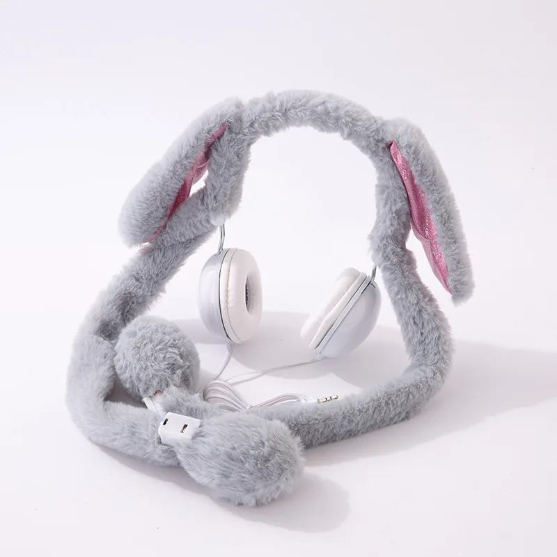 Cute Rabbit Wired Headset Computer Gaming Headset Girl Over Ear Stereo Headphones For iPhone Samsung Xiaomi Birthday Gifts
