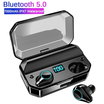 

T9 TWS Bluetooth V5.0 Earphone 9D Stereo X6 Wireless Earphones Earbuds IPX7 Waterproof 7000mAh LED Smart Power Bank Phone Holder