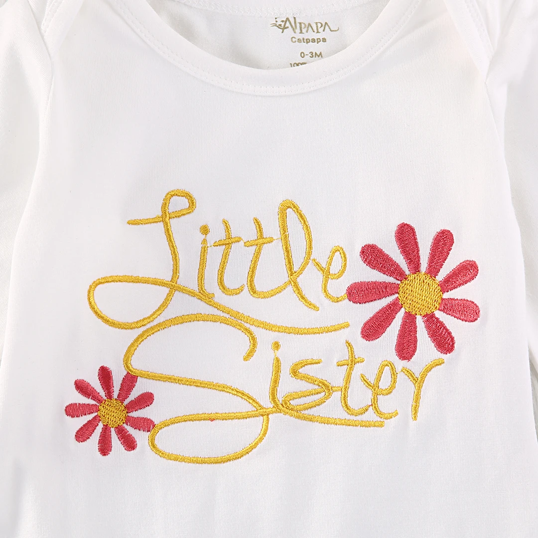 С длинным рукавом Little Sister комбинезон-Пижама для младенцев девочек домашний наряд для малышей Костюм шапочка подарочный набор