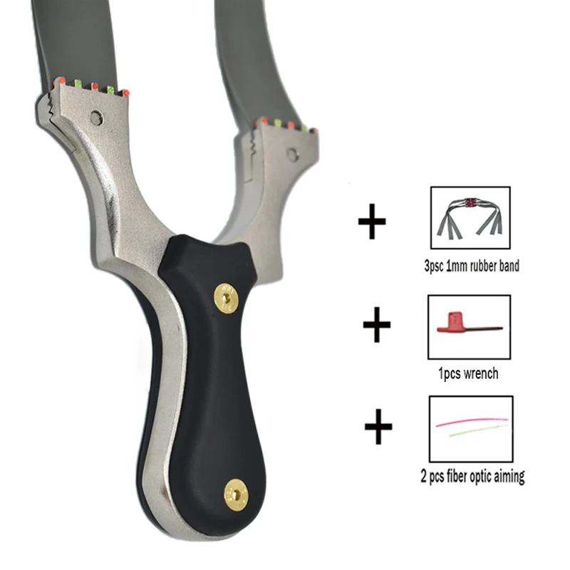 

Hunting Slingshot Stainless Steel Catapult Five Aiming with Flat Rubber Band + Mud Ball Outdoor High Precision Shooting