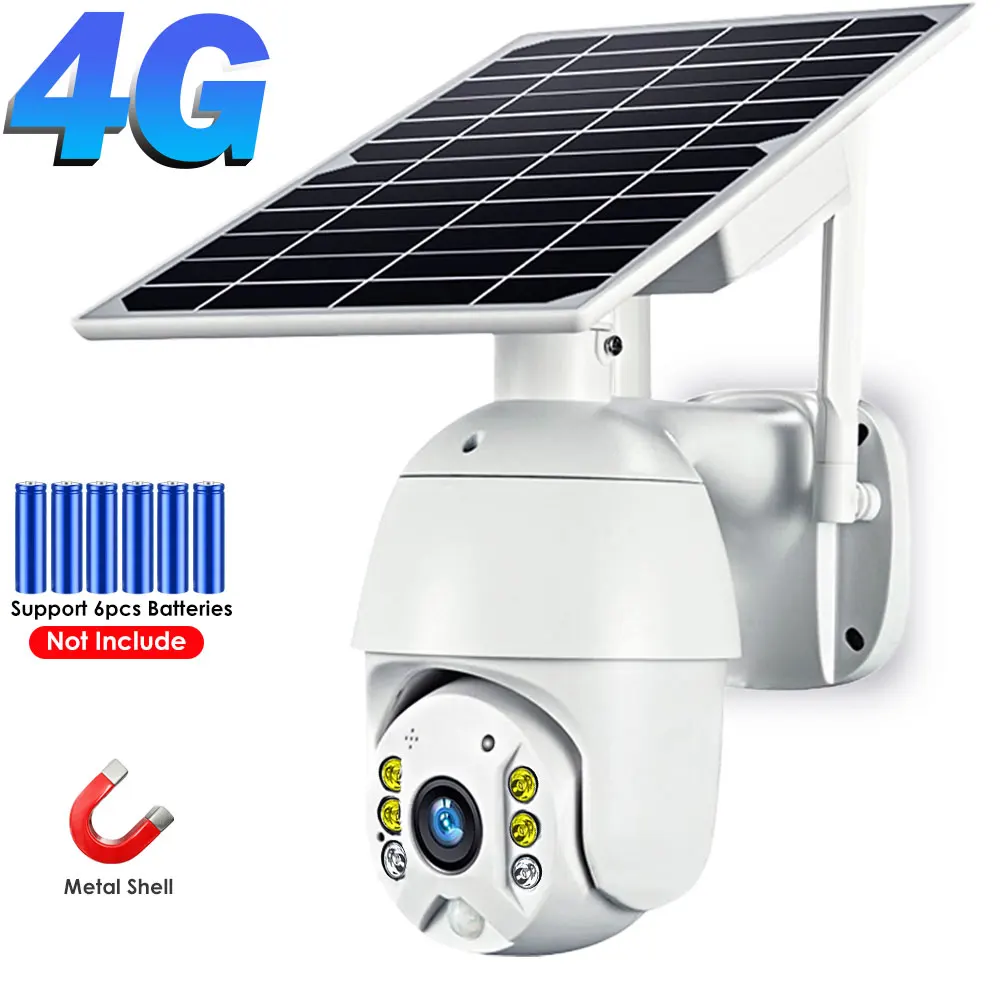HISMAHO 4G SIM Card 1080P IP Camera WIFI 8W Solar Panel Battery Security Camera Outdoor PTZ CCTV Camera Smart Security Monitor