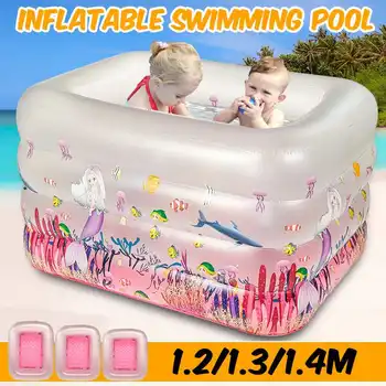 

1.2m/1.3m/1.4m Adults Kids Inflatable Pool Children's Outdoor Indoor Paddling Pool Bathing Tub Inflatable Square Swimming Pool