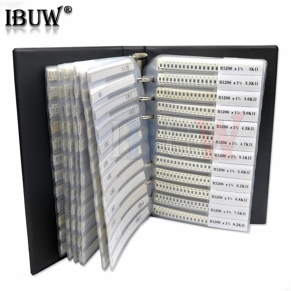 4250PCS 8500PCS 8850PCS 0201 0402 0603 0805 1206 Resistor Sample Book ibuw 1% SMD Assorted Kit 10K 100K 1K 1R 100R blank book