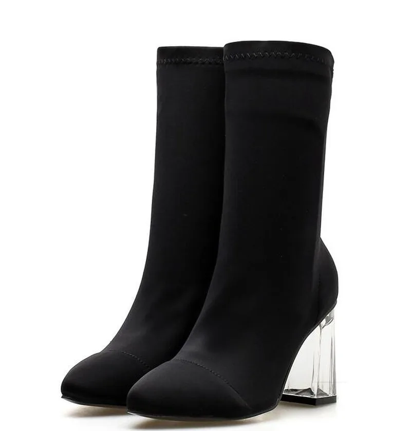 Новинка; эластичные сапоги; женская обувь; гладиаторы; Bottines Hiver Botki Damskie; сапоги на необычном каблуке; женские зимние сапоги с острым носком