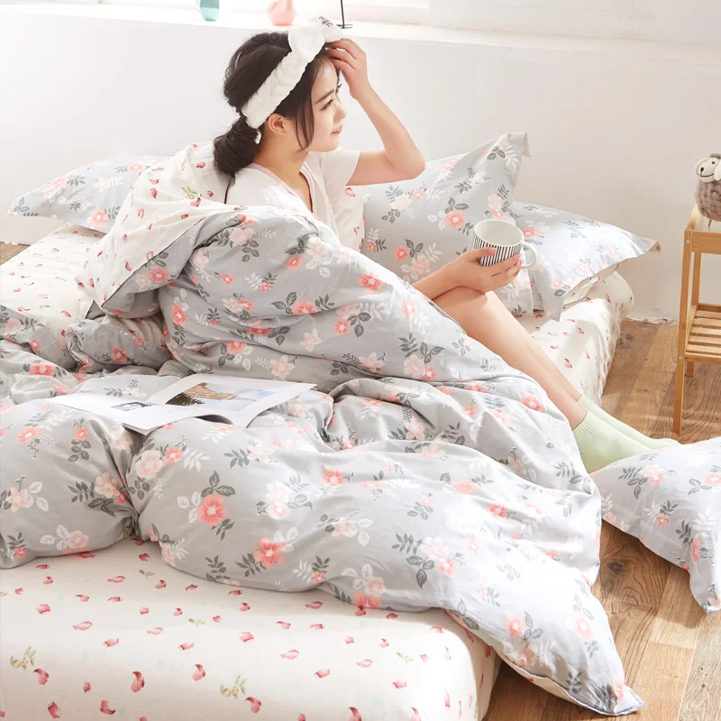 Four pieces cotton naked sleep skin 4 sheets quilt bedding - Цвет: 12