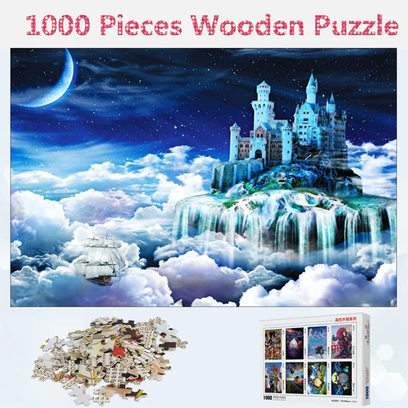 

1000 Pieces Adults Puzzle Wooden Jigsaw Puzzle Children's Educational Toys Moonlight Castle