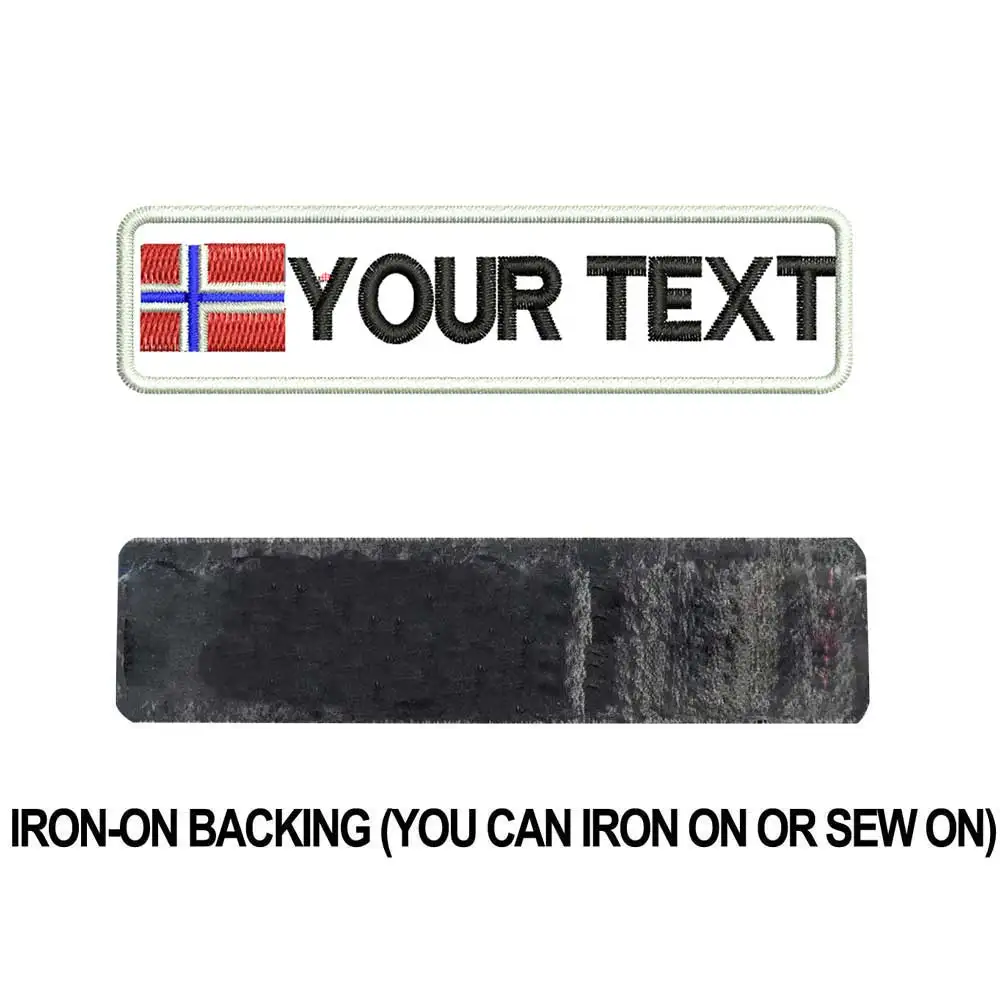На заказ Норвежское имя нашивки бирки персонализированные железные на крючок подложки вышитые - Цвет: Norway iron on