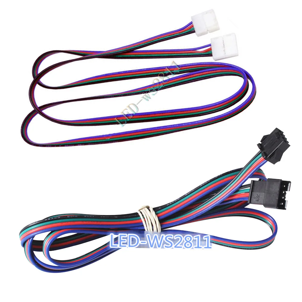 Бесплатная доставка 1 шт. М 4 контактный JST удлинитель/светодиодный кабель RGB