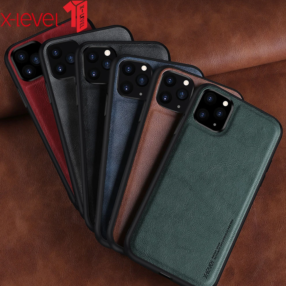 Чехол X-Level из искусственной кожи для iPhone 11 Pro Max противоударный мягкий силиконовый