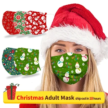 

50Pcs Disposable Medical Face Mask 3 ply Nonwoven Anti-dust Anti-spray Particles Breathable Earloop Christmas Surgical Face Mask
